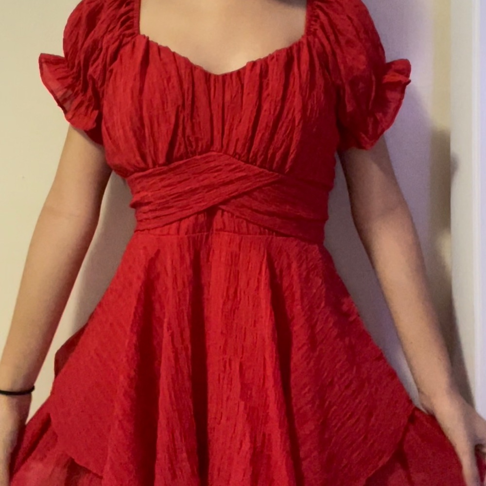 Red Ruffled Dress - Picture 4 of 6